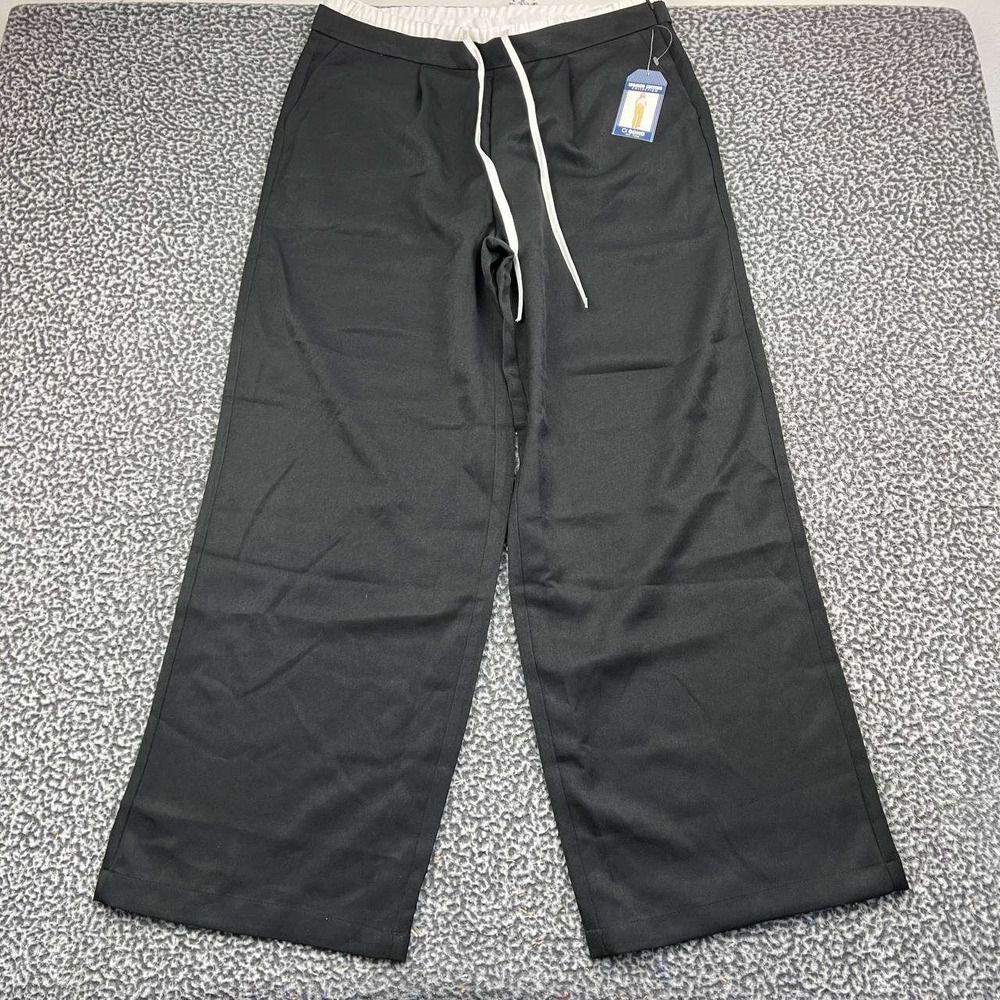 Cisono Pants Women Extra Large Black Wide Leg Drawstring New XL